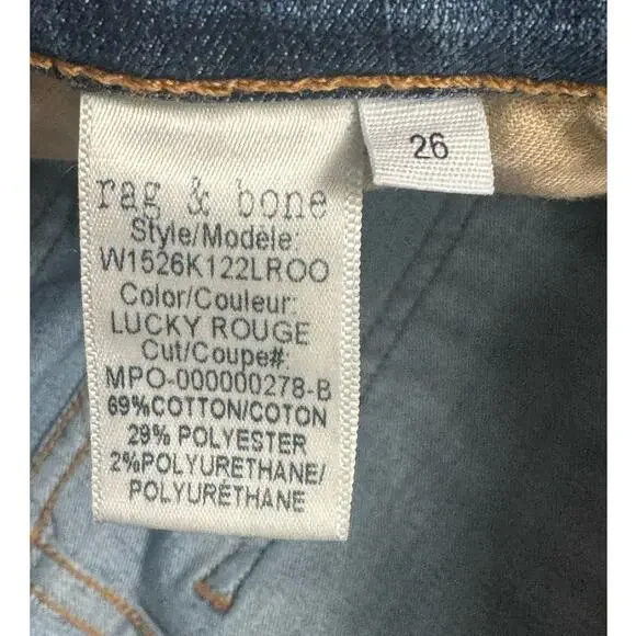 Rag & Bone Ankle Skinny Jean in Lucky Rouge Size 26